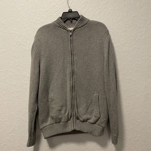 Chaps Men’s Grey Knit Sherpa Sweater Zip up Cotton GUC